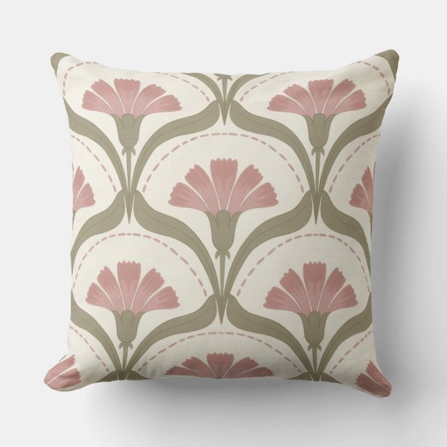 Sage & Rose Floral Throw Pillow Kussen (Voorkant)