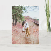 Sage Roze Bloem Stof Roze Gevouwen Trouwuitnodigin (Achterkant)