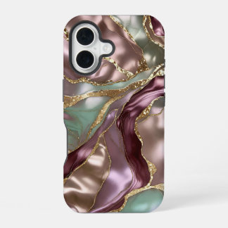 Sage Roze Gouden Marmeren Hoestel Luxe iPhone 16 Hoesje