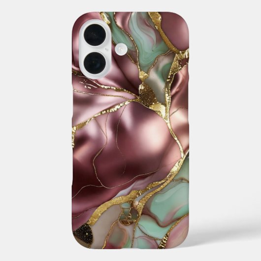 Sage Roze Marmeren Hoestelcase Goud Luxe Case-Mate iPhone Case (Achterkant)