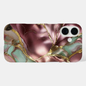 Sage Roze Marmeren Hoestelcase Goud Luxe Case-Mate iPhone Case (Achterkant (horizontaal))