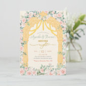 Sage Roze Mehndi Uitnodiging (Staand voorkant)