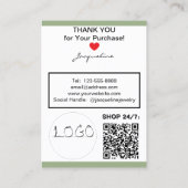 Sage Roze Oorbellen Hanger Logo Website QR Code Visitekaartje (Achterkant)