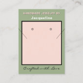 Sage Roze Oorbellen Hanger Logo Website QR Code Visitekaartje (Voorkant)