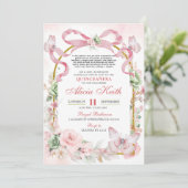 Sage Roze Strikje Coquette Vlinder Uitnodiging (Staand voorkant)