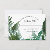 Sage RSVP Wedding Ferns Forest Foliage Leaf Leaf Kaart (Voorkant)