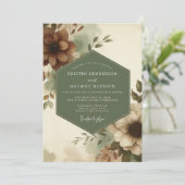 Sage Russet Bloom Wedding Kaart (Staand voorkant)