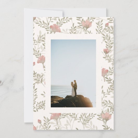 Sage & Rust Waterverf Foto Weddenschap Kaart (Achterkant)
