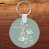 Sage Rustic I Do Crew Bruidsmeisje Bruiloft Sleutelhanger (Voorkant)