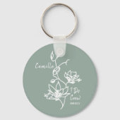Sage Rustic I Do Crew Bruidsmeisje Bruiloft Sleutelhanger (Achterkant)