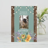 Sage Rustic Sunflower Foto Licht Vrijgezellenfeest Kaart (Staand voorkant)