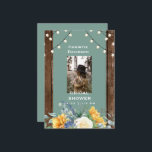 Sage Rustic Sunflower Foto Vrijgezellenfeest Kaart<br><div class="desc">Rustic Sunflower Photo Bridal Shower Invitation. Sage. Lichten. Verticale indeling.</div>