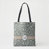 Sage Rustic Winter Botanical met Monogram Tote Bag (Voorkant)