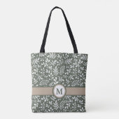 Sage Rustic Winter Botanical met Monogram Tote Bag (Achterkant)
