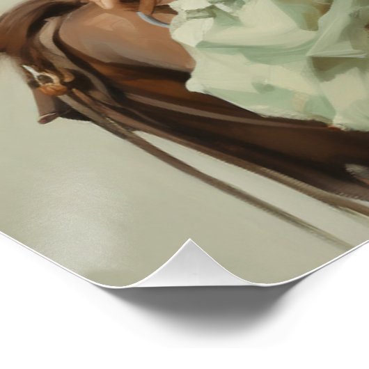 Sage Saddle: Cowgirl kunst aan de muur Perfect Poster (Hoek)