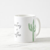 Sage Saguaro Cactus Plus Koffie Waterverf Mok (Voorkant rechts)