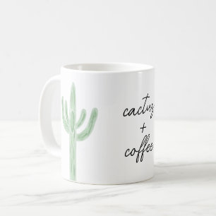 Sage Saguaro Cactus Plus Koffie Waterverf Mok