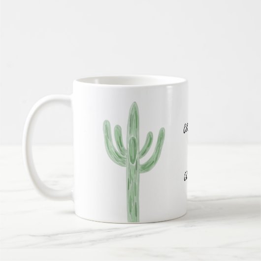 Sage Saguaro Cactus Plus Koffie Waterverf Mok (Links)