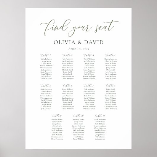 Sage Script 11 tafel zitschema Vind uw stoel Poster (Voorkant)