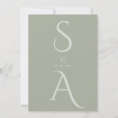 Sage Script Goddelijke Hedendaagse Monogram Bruilo Kaart (Achterkant)
