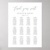 Sage Script Kleur 12 tafel Trouwstoelkaart Poster (Voorkant)