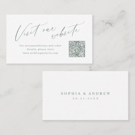 Sage script minimalist QR code website Insert card Plaatskaartje