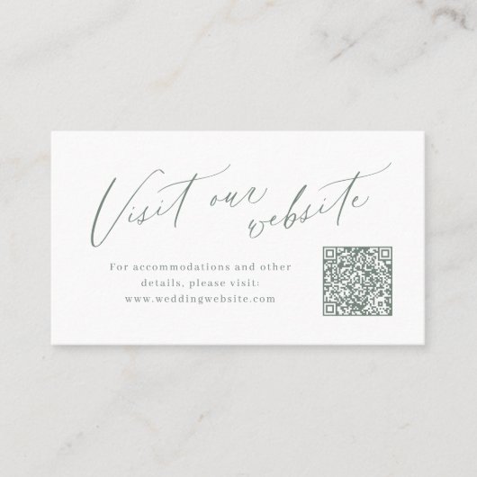 Sage script minimalist QR code website Insert card Plaatskaartje (Voorkant)