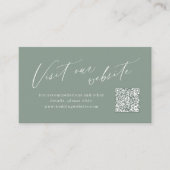 Sage script minimalist QR code website Insert card Plaatskaartje (Voorkant)