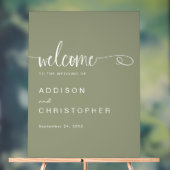 Sage Script Modern Minimal Wedding Welkom Acryl Bord (Neutraal)