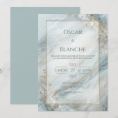 Sage Seafoam Gold Foil Marble Wedding Kaart (Voorkant / Achterkant)