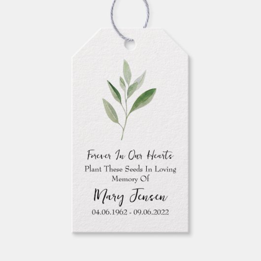 Sage Seed Packet Memorial begrafenis Cadeaulabel (Voorkant)