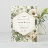 Sage Serene Anemone Wedding Kaart (Staand voorkant)