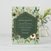 Sage Serene Foliage Wedding Kaart (Staand voorkant)