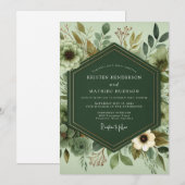 Sage Serene Foliage Wedding Kaart (Voorkant / Achterkant)