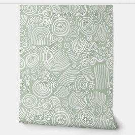 Sage Serenity: grillige doodle Behang