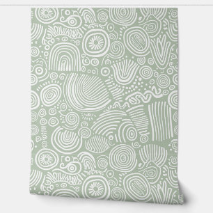 Sage Serenity: grillige doodle Behang