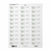 Sage Sheer Bow Minimaal Retourlabel Etiket (Full Sheet)