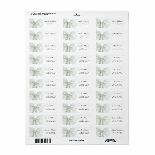 Sage Sheer Bow Minimal Return Label (Full Sheet)
