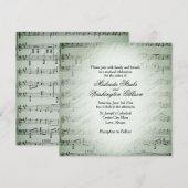 Sage Sheet Music Weddenschap Theme Uitnodiging (Voorkant / Achterkant)
