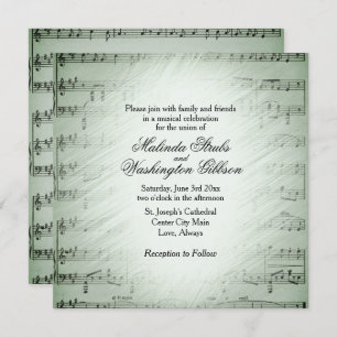 Sage Sheet Music Weddenschap Theme Uitnodiging