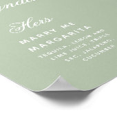 Sage Signature Drinken Green Wedding Sign Poster (Hoek)