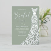 Sage & Silver Elegantie Bruidsfeest Folie Uitnodiging (Staand Voorkant)