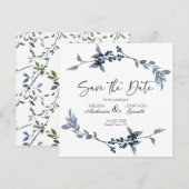 Sage Silver Green Elegant Floral Save the Date (Voorkant / Achterkant)