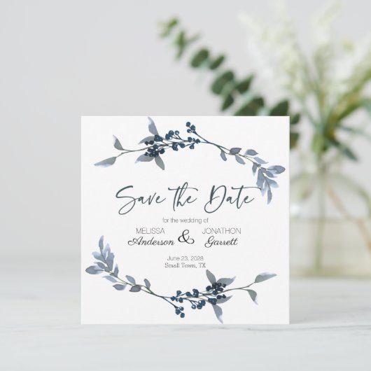 Sage Silver Green Elegant Floral Save the Date (Staand voorkant)