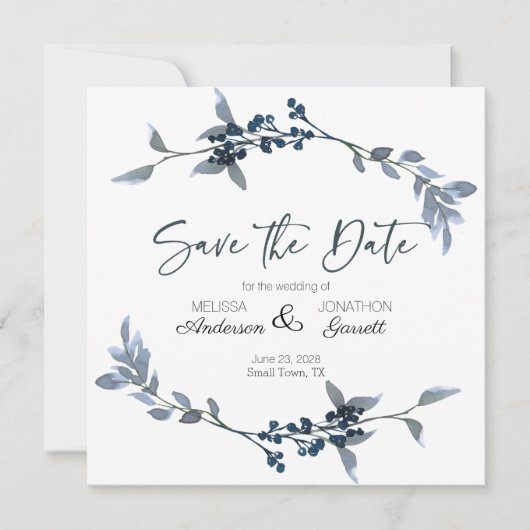 Sage Silver Green Elegant Floral Save the Date (Voorkant)