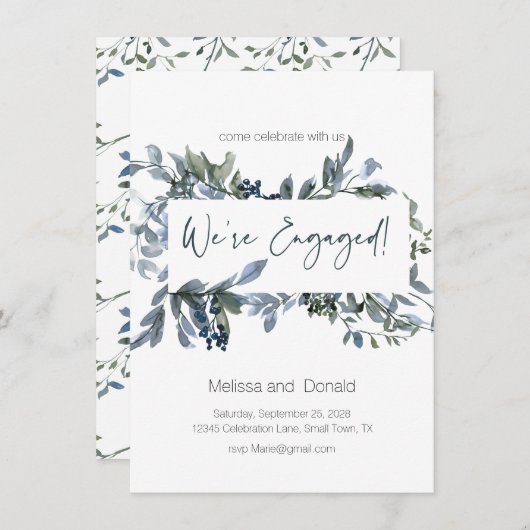 Sage Silver Green Elegant Floral Verloving (Voorkant / Achterkant)