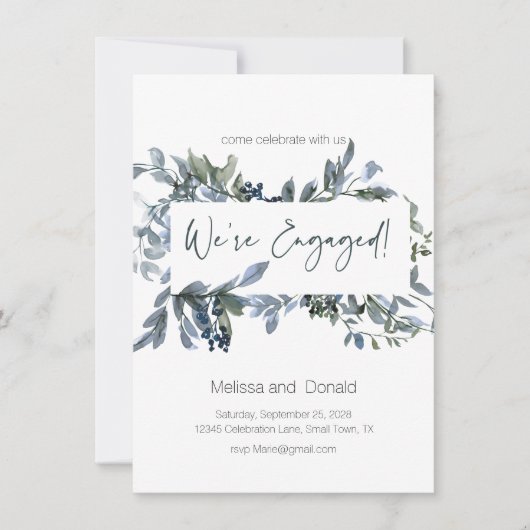 Sage Silver Green Elegant Floral Verloving (Voorkant)