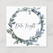 Sage Silver Green Floral Date Night Kaart Vierkante Visitekaartje (Voorkant)