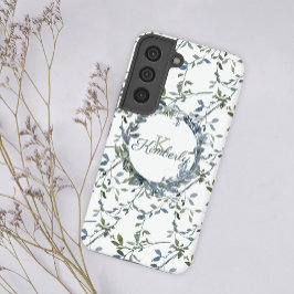 Sage Silver Green Floral Samsung Galaxy Hoesje