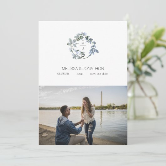 Sage Silver Green Floral voegt Afbeelding sparen d Save The Date (Staand voorkant)
